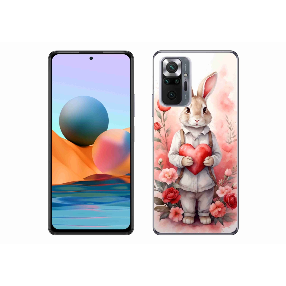 Gél borítás mmCase a Xiaomi Redmi Note 10 Pro számára - nyúl szívvel