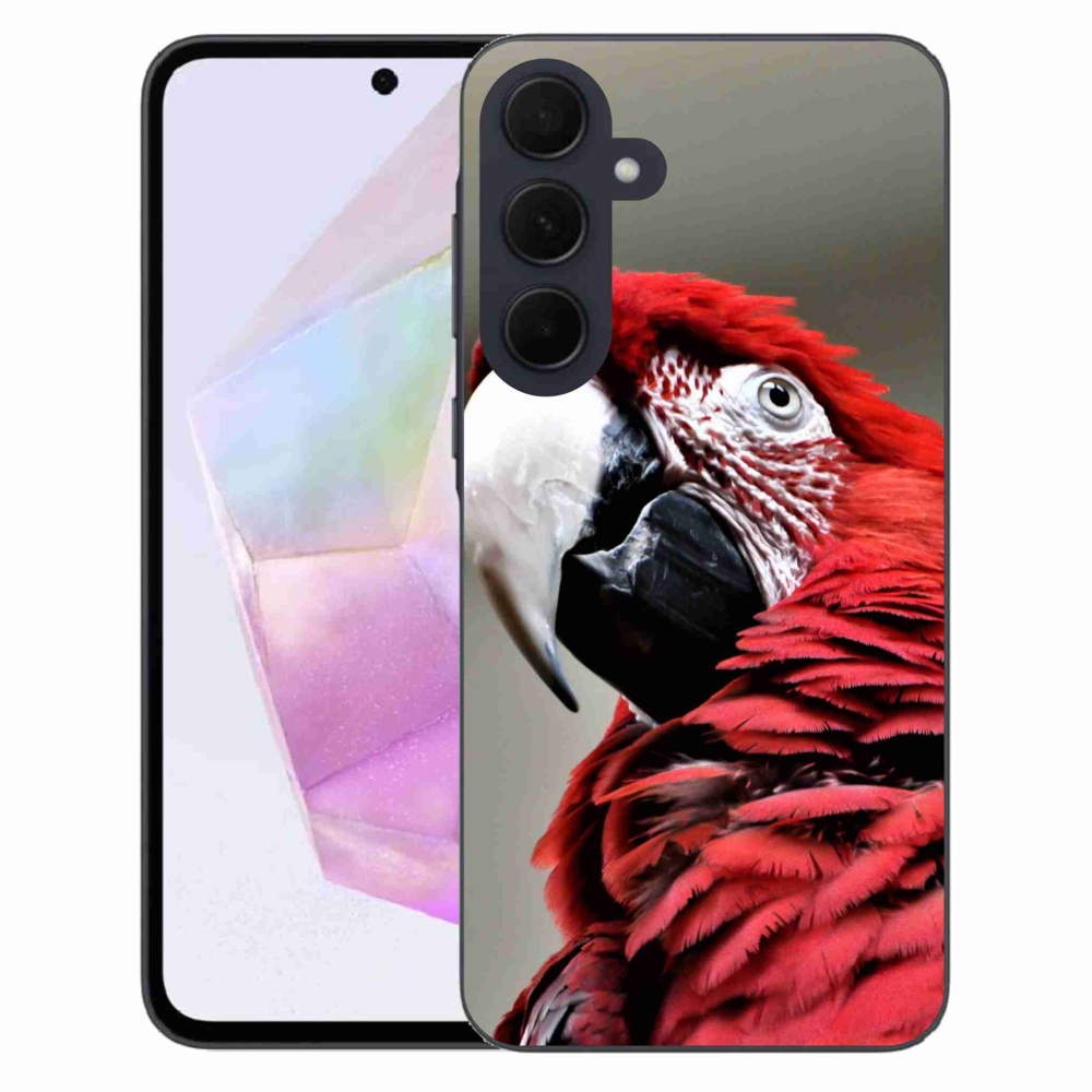 Gél tok mmCase a Samsung Galaxy A35 5G készülékhez - papagáj ara piros