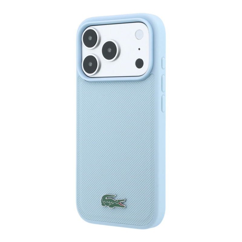 Lacoste PVC Iconic Petit Pique fém logós MagSafe hátsó tok iPhone 18 Pro Max-hoz, kék