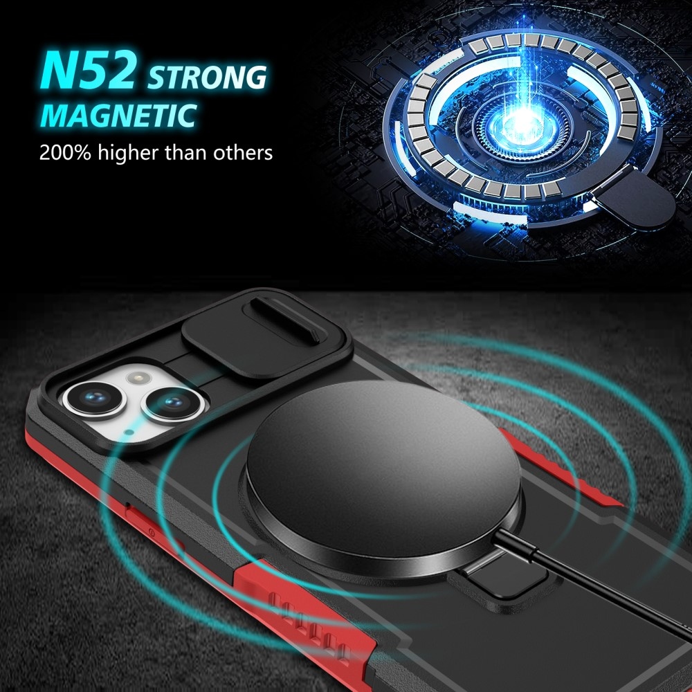 Fulcrum tartós borító kameravédelemmel és MagSafe funkcióval iPhone 14 készülékhez - Piros/fekete