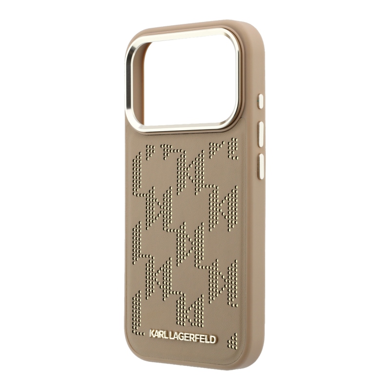 Karl Lagerfeld PU perforált Monogram MagSafe hátlap az iPhone 17 Pro Max-hoz, bézs színben