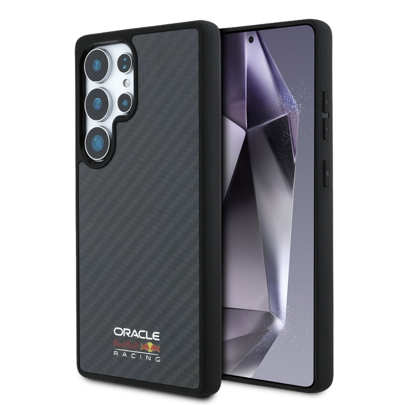 Red Bull Carbon fényes logóval ellátott MagSafe hátlap Samsung Galaxy S25 Ultra fekete