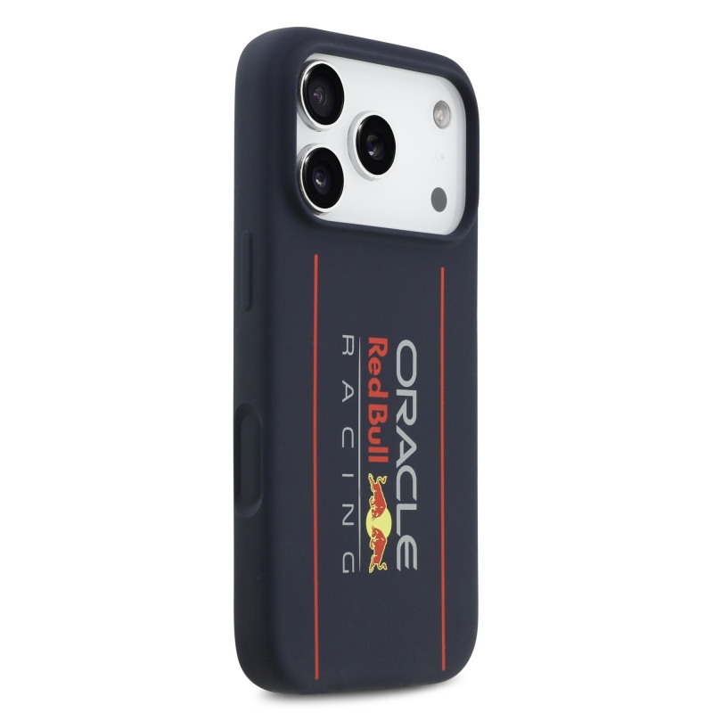 Red Bull szilikon függőleges logós MagSafe hátlap iPhone 17 Pro Navy számára
