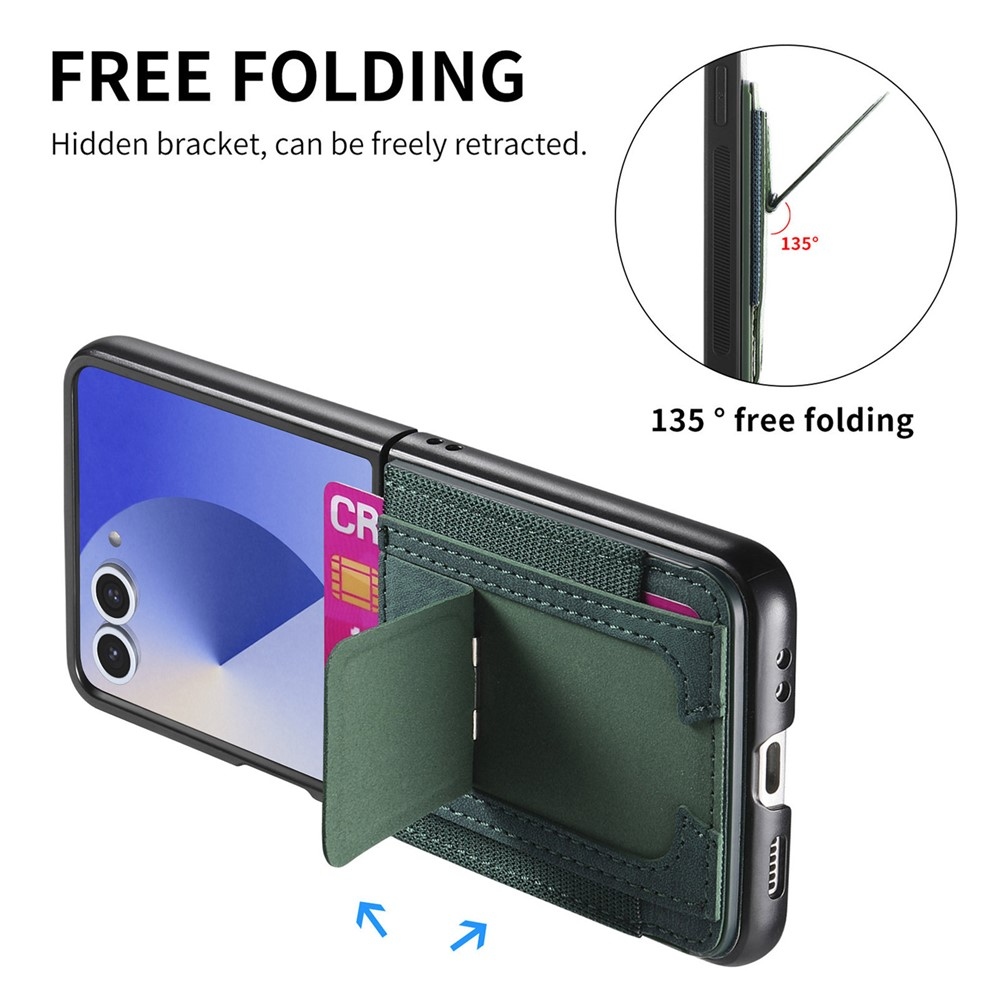 Fényűző műanyag borítás műbőrrel Samsung Galaxy Z Flip7 5G készülékre - zöld