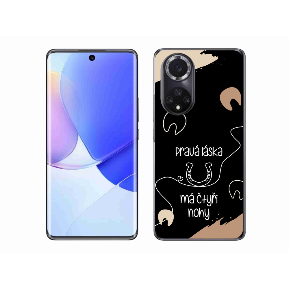 Gél borítás mmCase a Huawei Nova 9 készülékhez - ló motívum fekete háttérrel