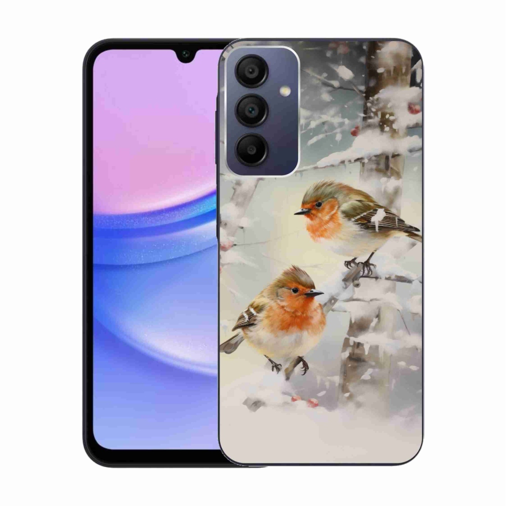 Gél borítás mmCase Samsung Galaxy A15 4G/5G - madarak télen - Samsung Galaxy A15 4G/5G - madarak télen