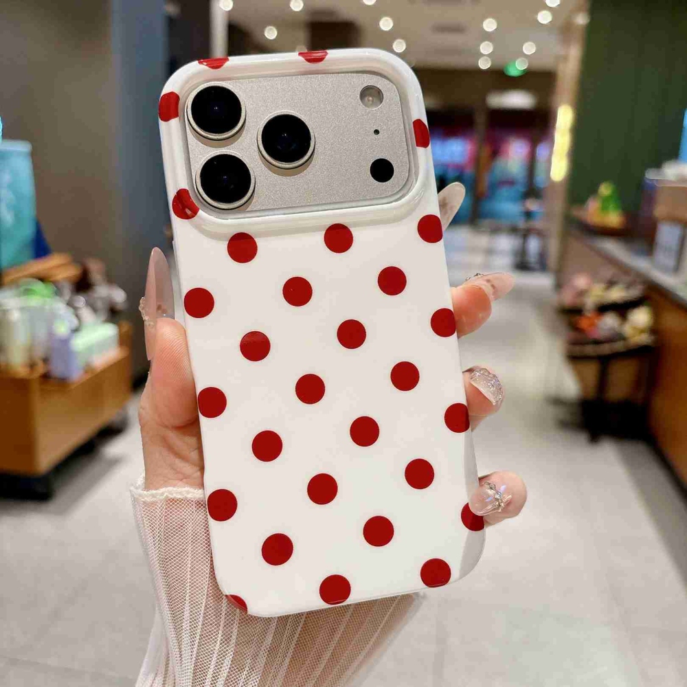 Retro Dot gél tok iPhone 18 Pro Max/17 Pro Max mobiltelefonhoz – fehér