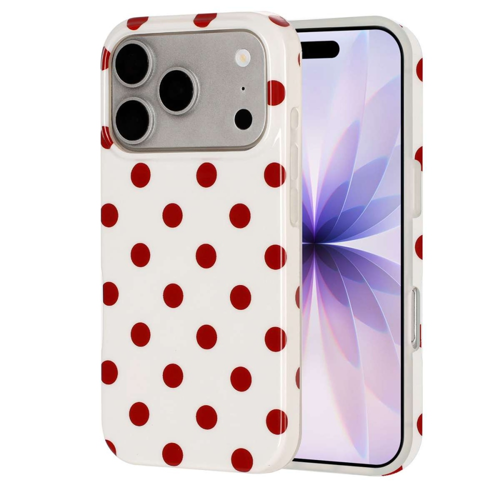 Retro Dot gél tok iPhone 18 Pro Max/17 Pro Max mobiltelefonhoz – fehér