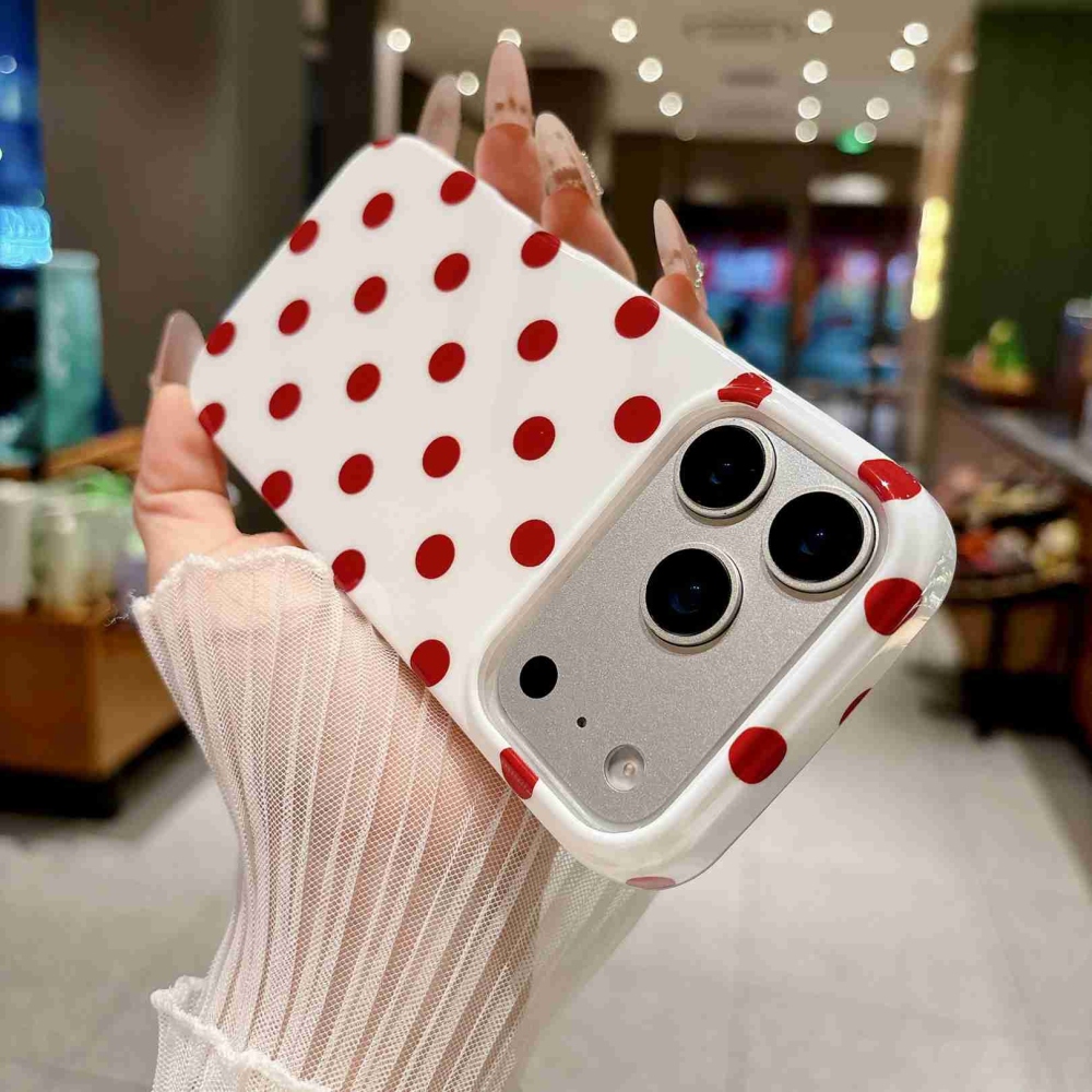 Retro Dot gél tok iPhone 18 Pro Max/17 Pro Max mobiltelefonhoz – fehér