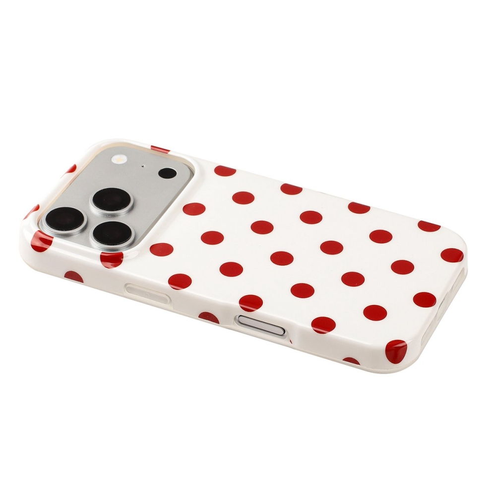 Retro Dot gél tok iPhone 18 Pro Max/17 Pro Max mobiltelefonhoz – fehér