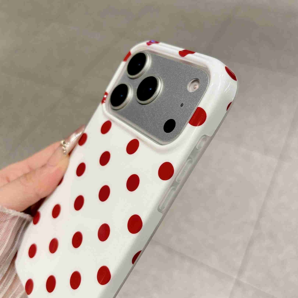 Retro Dot gél tok iPhone 18 Pro Max/17 Pro Max mobiltelefonhoz – fehér