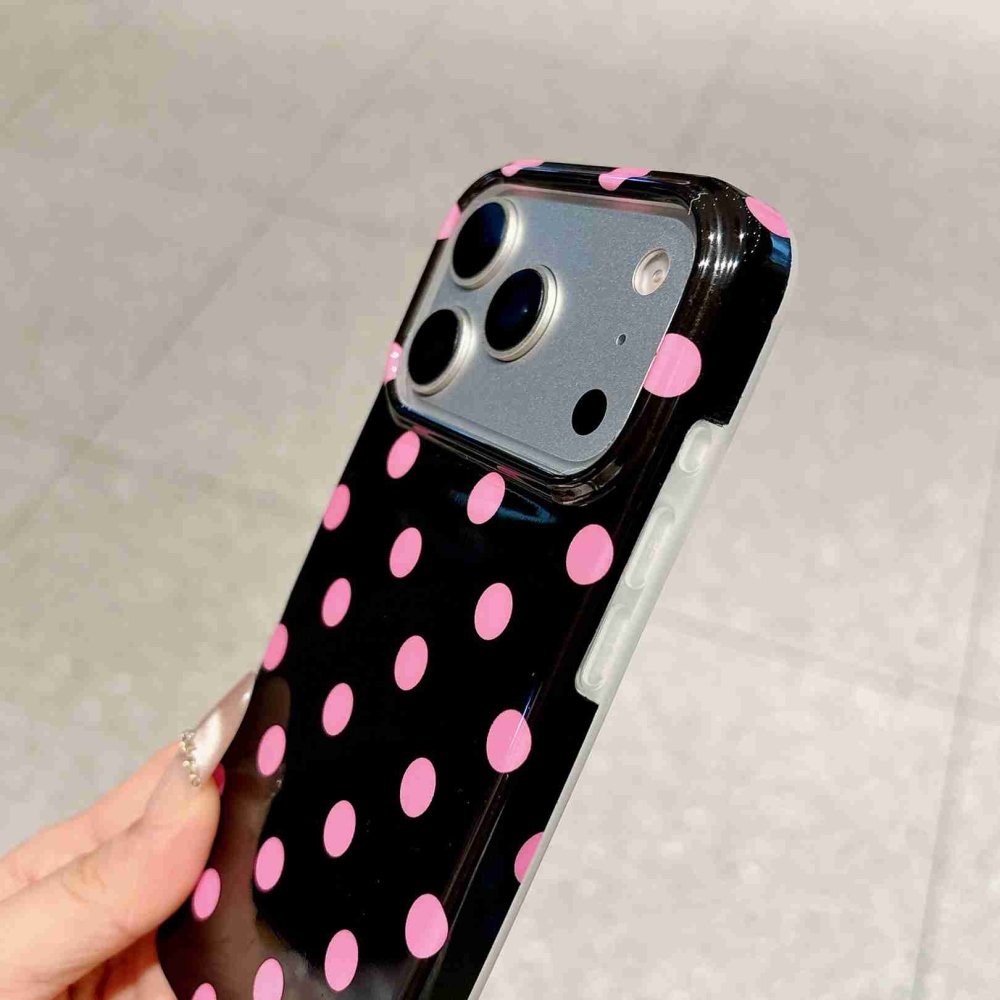Retro Dot gél tok iPhone 18 Pro Max/17 Pro Max készülékhez – fekete