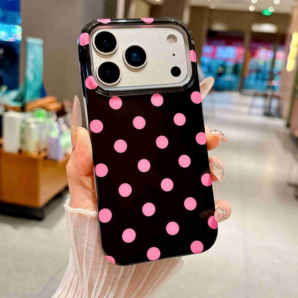 Retro Dot gél tok iPhone 18 Pro Max/17 Pro Max készülékhez – fekete