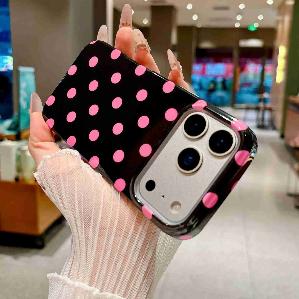 Retro Dot gél tok iPhone 18 Pro Max/17 Pro Max készülékhez – fekete
