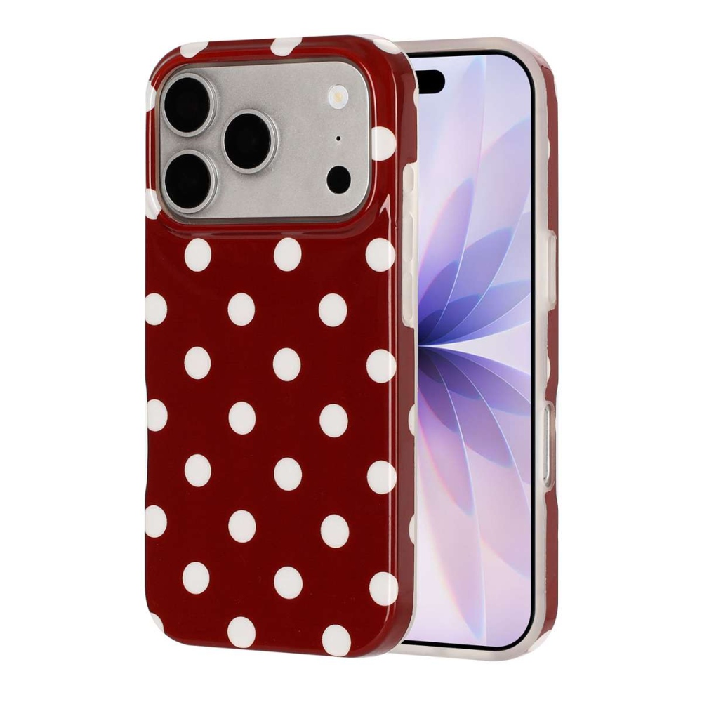 Retro Dot gél tok iPhone 18 Pro Max/17 Pro Max mobiltelefonhoz – piros