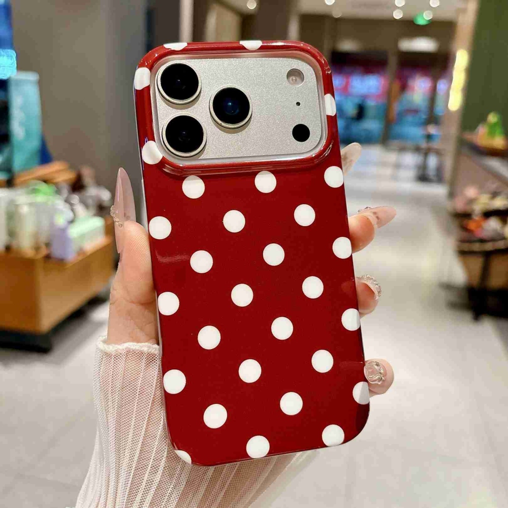Retro Dot gél tok iPhone 18 Pro Max/17 Pro Max mobiltelefonhoz – piros