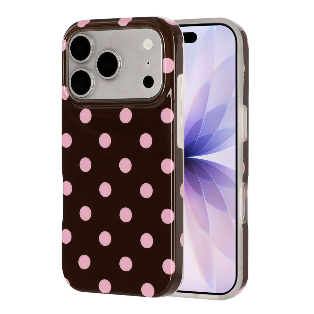 Retro Dot gél tok iPhone 18 Pro Max/17 Pro Max-hoz – barna