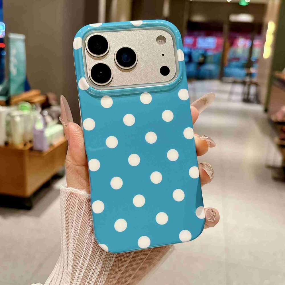 Retro Dot gél tok iPhone 18 Pro Max/17 Pro Max mobiltelefonhoz – kék