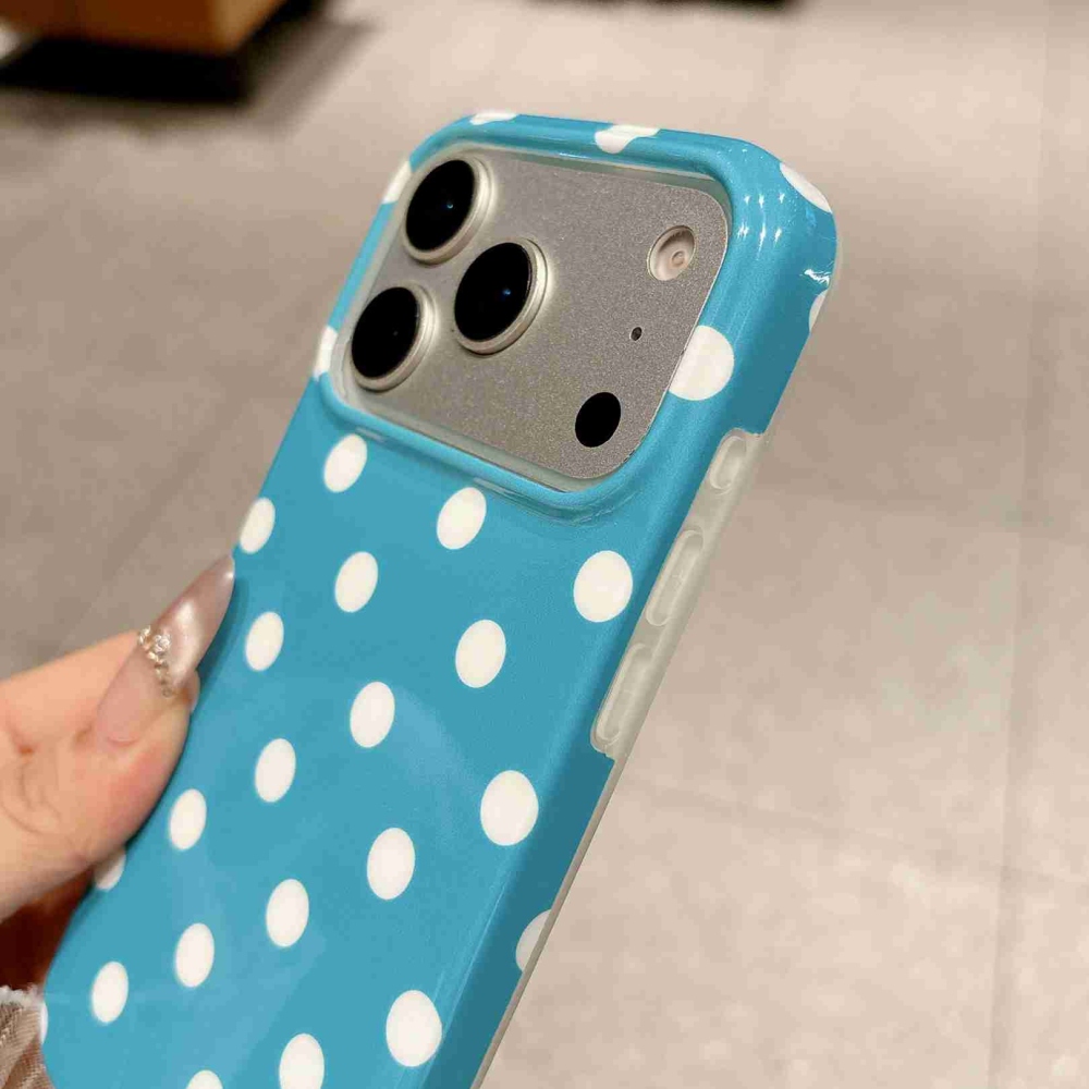 Retro Dot gél tok iPhone 18 Pro Max/17 Pro Max mobiltelefonhoz – kék