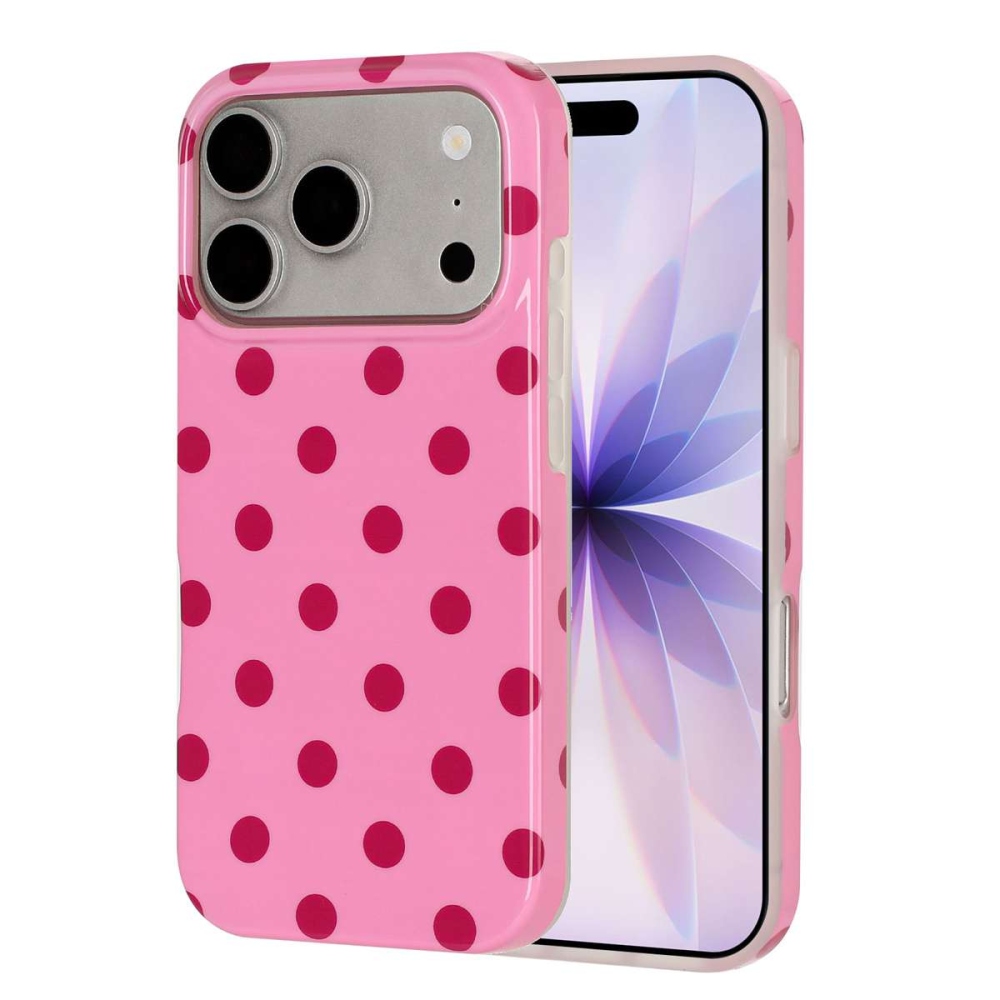 Retro Dot gél tok iPhone 18 Pro Max/17 Pro Max mobiltelefonhoz – rózsaszín