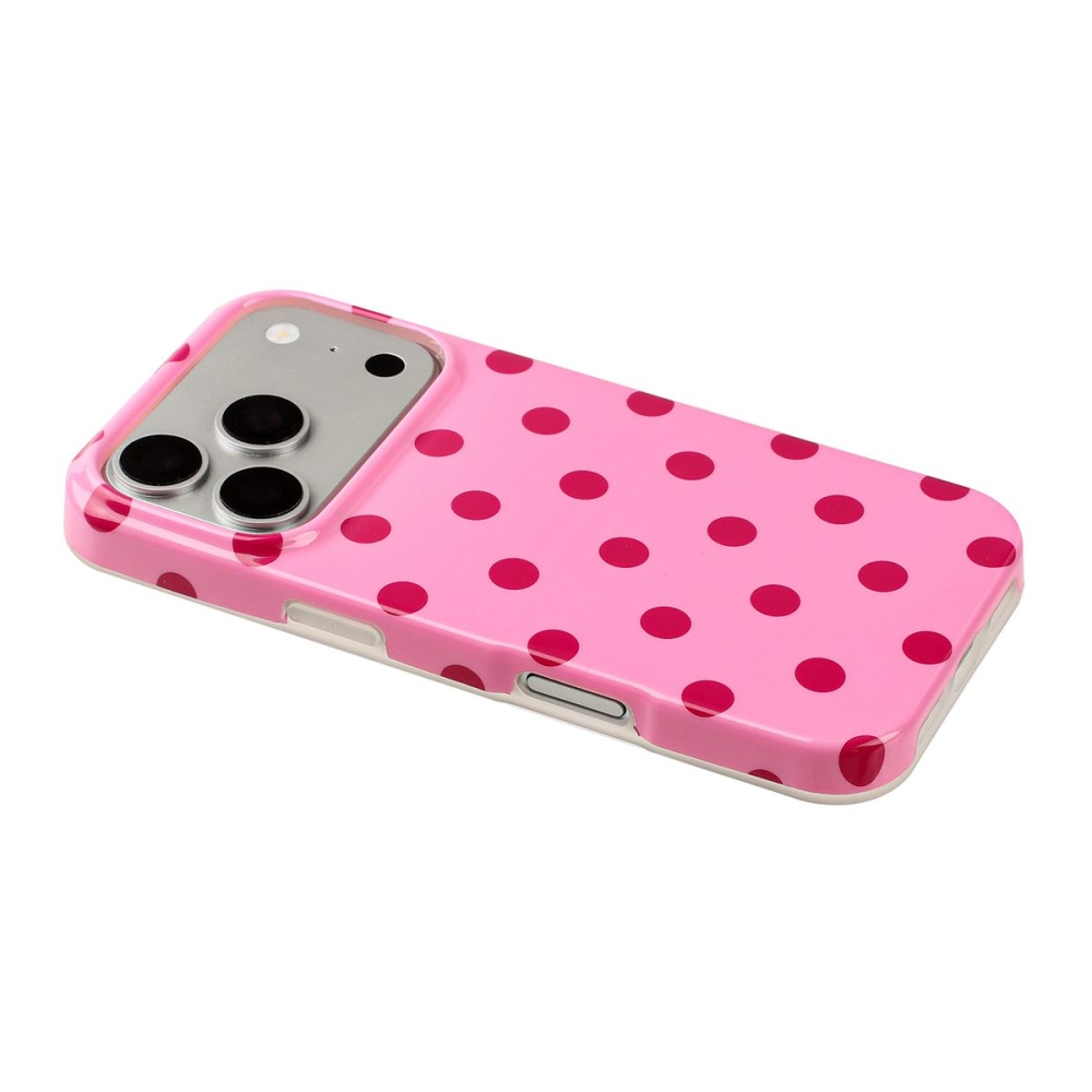 Retro Dot gél tok iPhone 18 Pro Max/17 Pro Max mobiltelefonhoz – rózsaszín