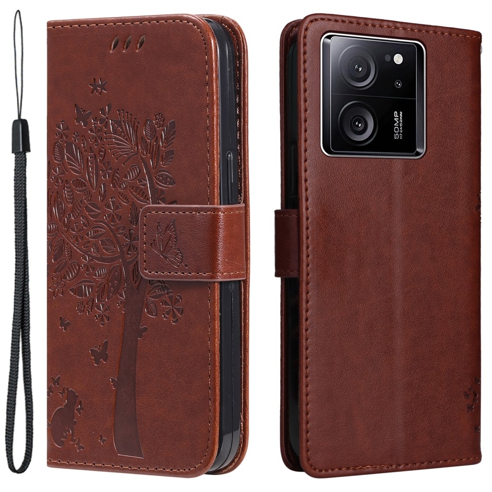 Fa könyvtáska Xiaomi 13T/13T Pro készülékhez - barna
