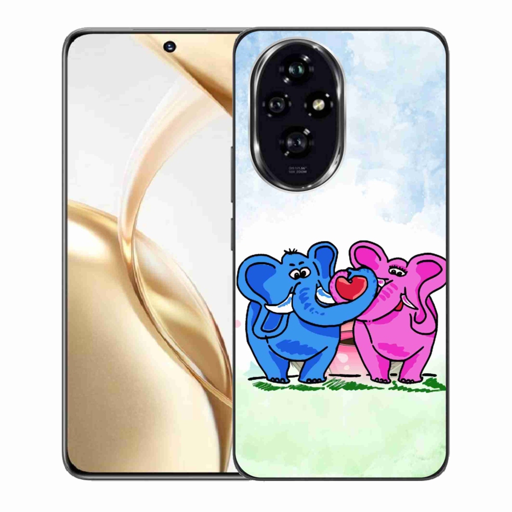 Zselés borító mmCase a Honor 200 5G számára - szerelmes elefántok
