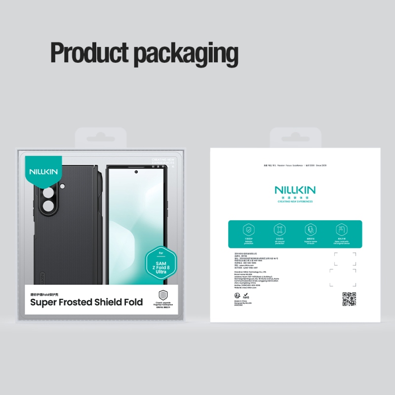 Nillkin Super Frosted FOLD mágneses tolltartóval ellátott hátsó tok a Samsung Galaxy Z Fold 8 Ultra-hoz, átlátszó fekete
