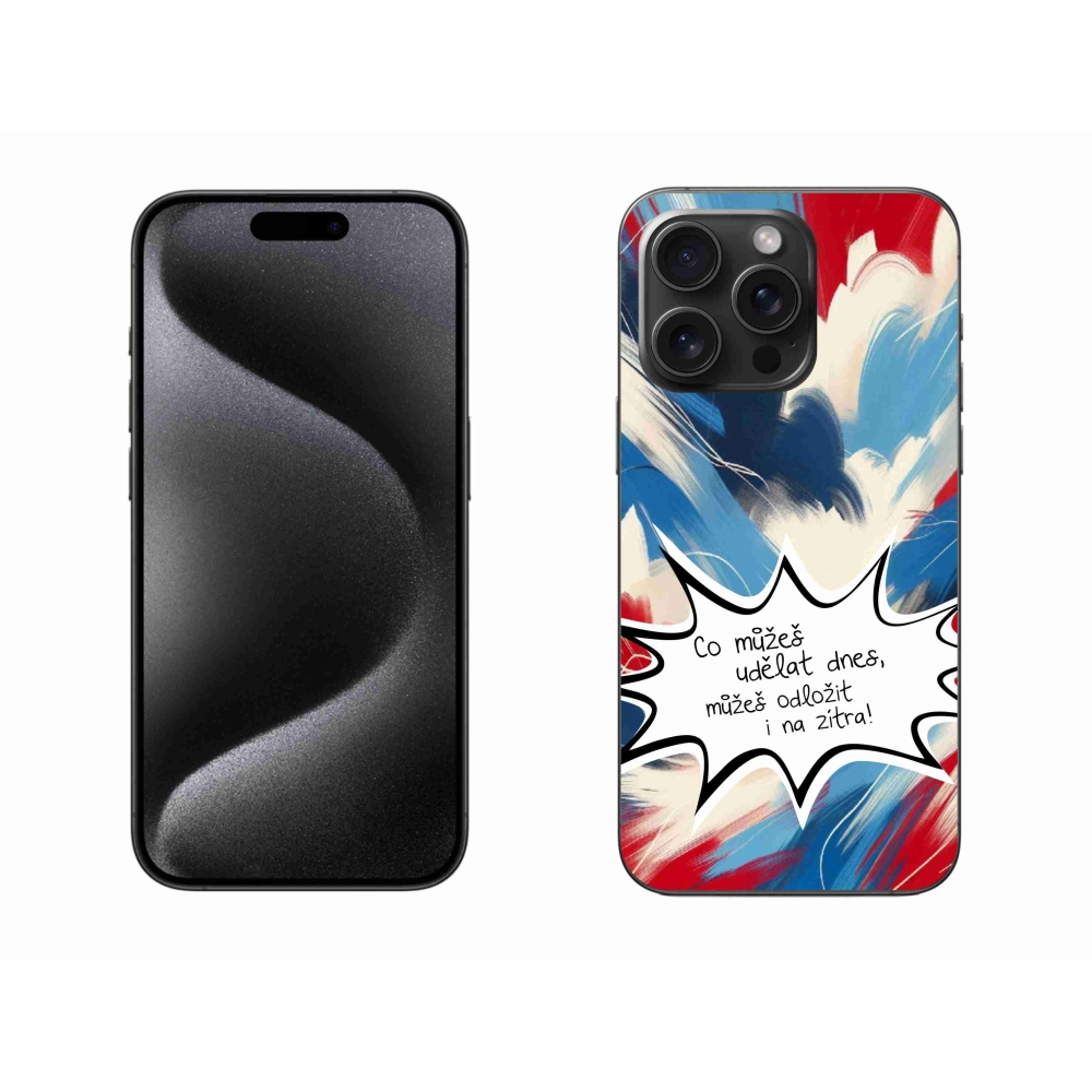 Gél borítás mmCase iPhone 15 Pro Max készülékhez - vicces szöveg 9 fehér háttér