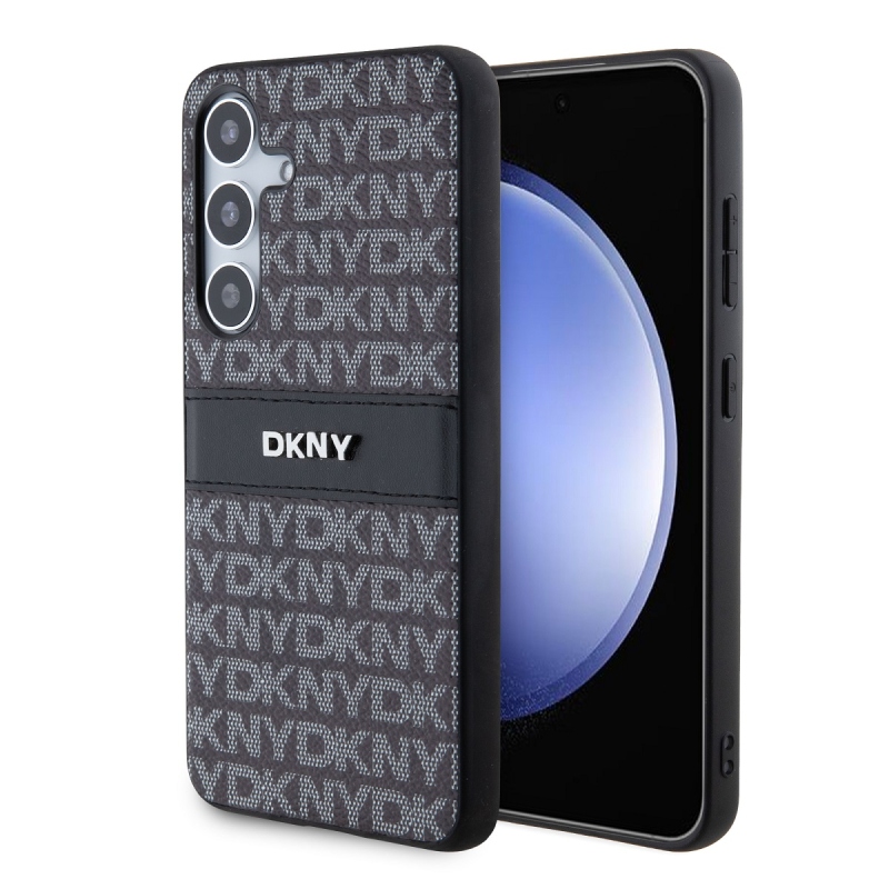 DKNY PC/TPU ismétlődő mintás tonális csíkos hátlap a Samsung S24-hez Fekete