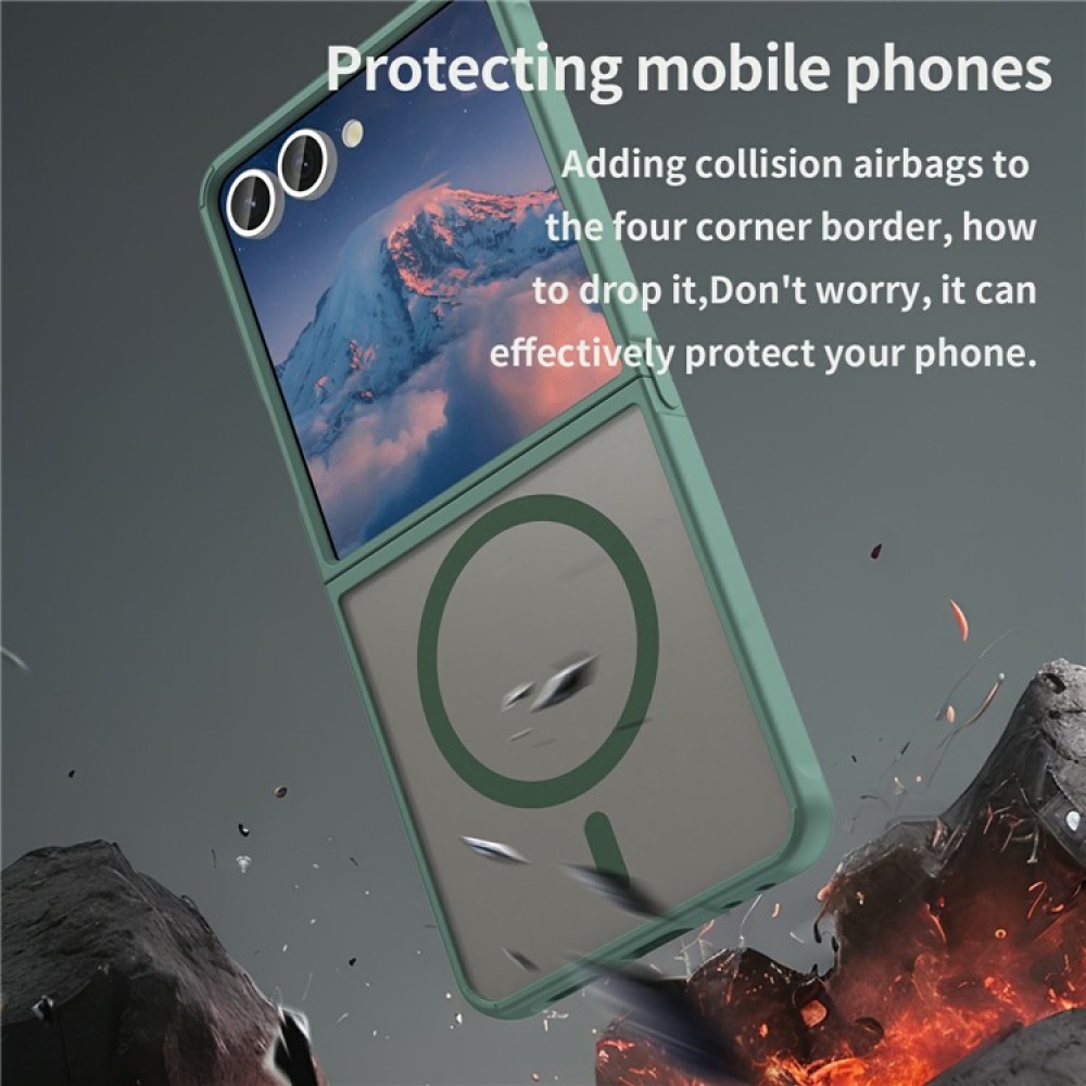 Matt zselés tok MagSafe tok a Samsung Galaxy Z Flip7 5G készülékre - zöld