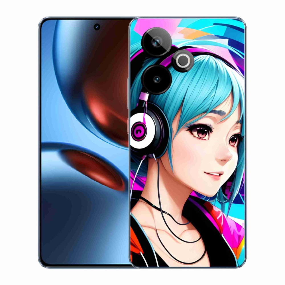 Rugalmas zselés tok mmCase képpel a Realme GT 7 5G/GT 7T 5G-n - lány fejhallgatóval