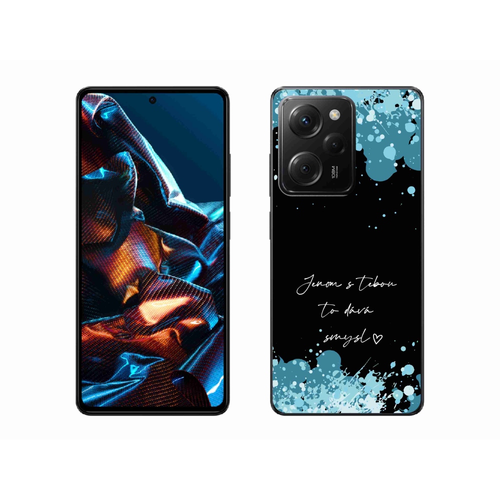 Gél borító mmCase a Xiaomi Poco X5 Pro 5G-hez - szerelmes szöveg fekete háttérrel