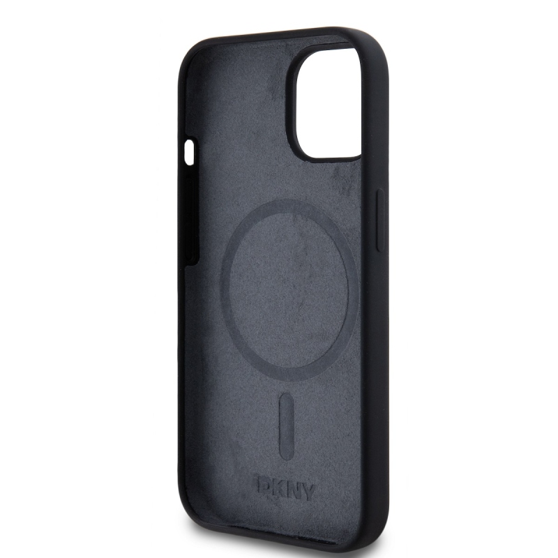 DKNY Liquid Silicone Arch Logo MagSafe hátlapi borító iPhone 14-hez Fekete