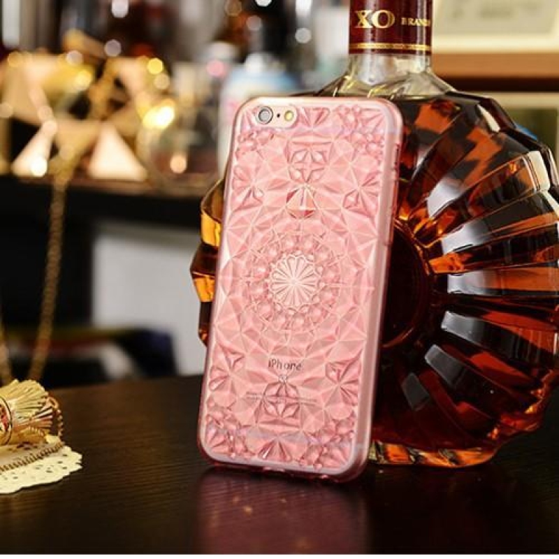 Rhomb 3D zselés tok iPhone 6s Plus és 6 Plus készülékhez - rózsaszínű