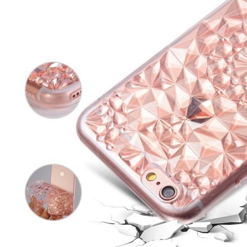 Rhomb 3D zselés tok iPhone 6s Plus és 6 Plus készülékhez - rózsaszínű