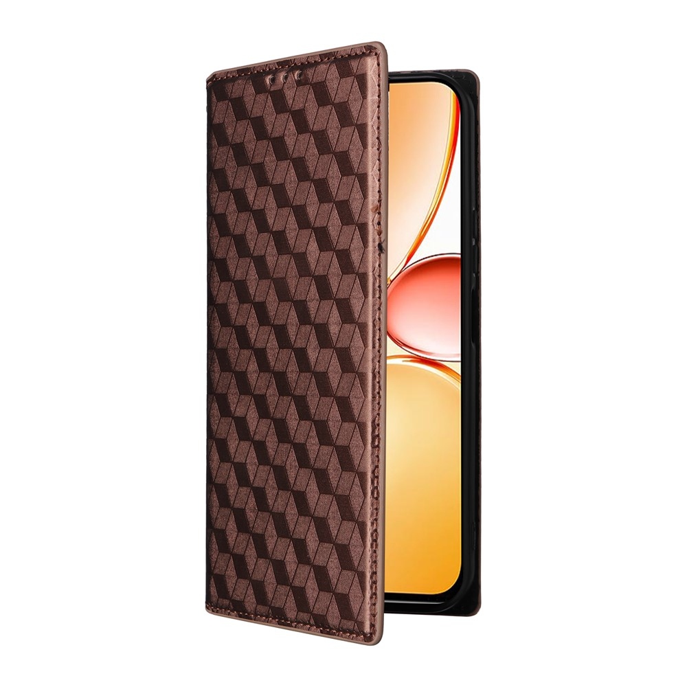 Rombusz könyvtáska a Realme C83 készülékhez - barna