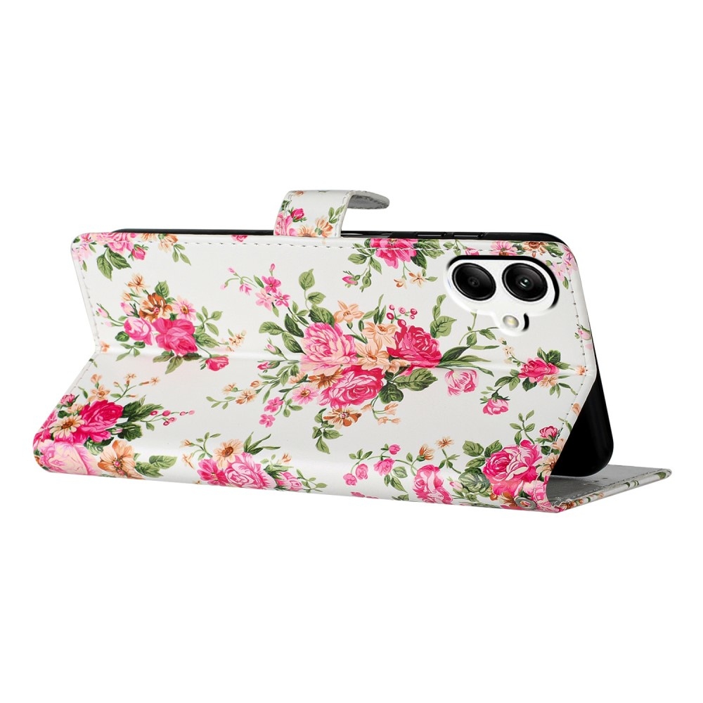 Egyedi könyv tok Samsung Galaxy A06 4G - piros virágos - piros virágok