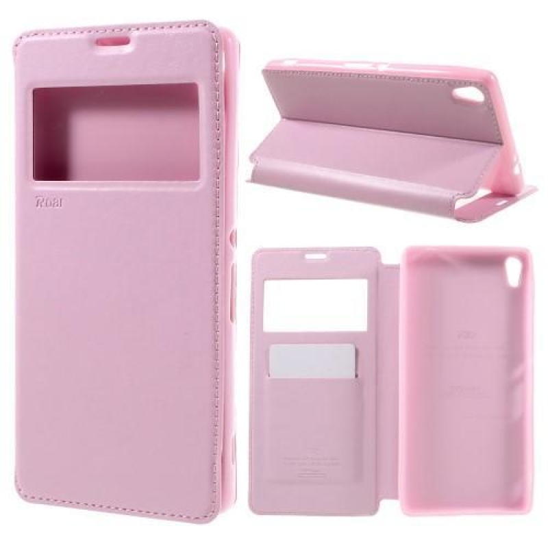 Richi PU bőr tok ablakkal Sony Xperia XA Ultra készülékhez - rózsaszín