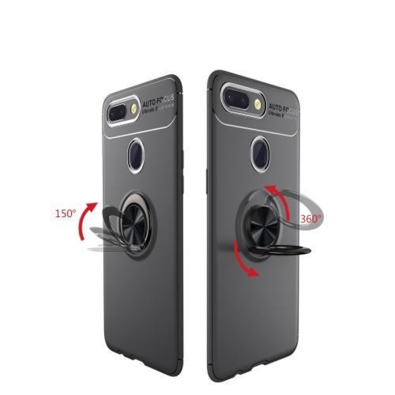 Gyűrűs zselés tok ujjgyűrűvel Xiaomi Mi 8 Lite-hoz - fekete/rózsaszín