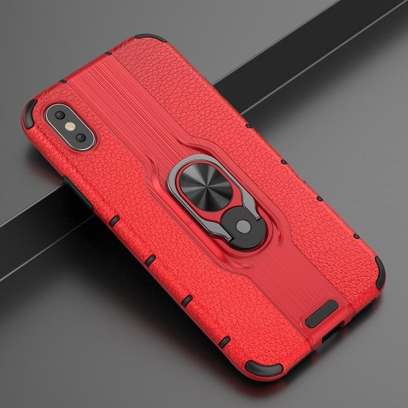 Gyűrűs hibrid borítás ujjgyűrűvel iPhone XS készülékhez - piros