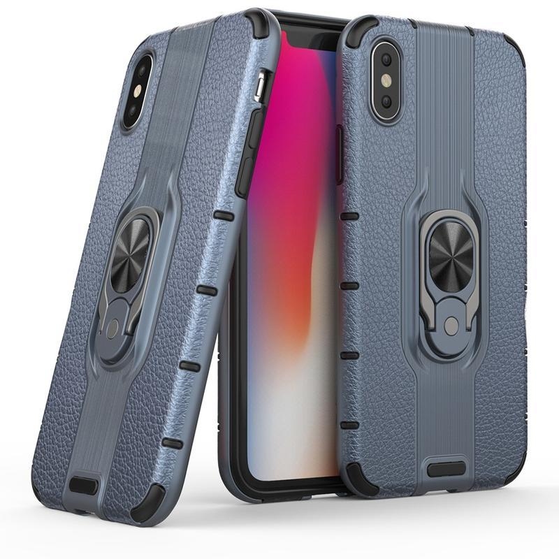 Gyűrűs hibrid borítás ujjgyűrűvel iPhone XS készülékhez - kék