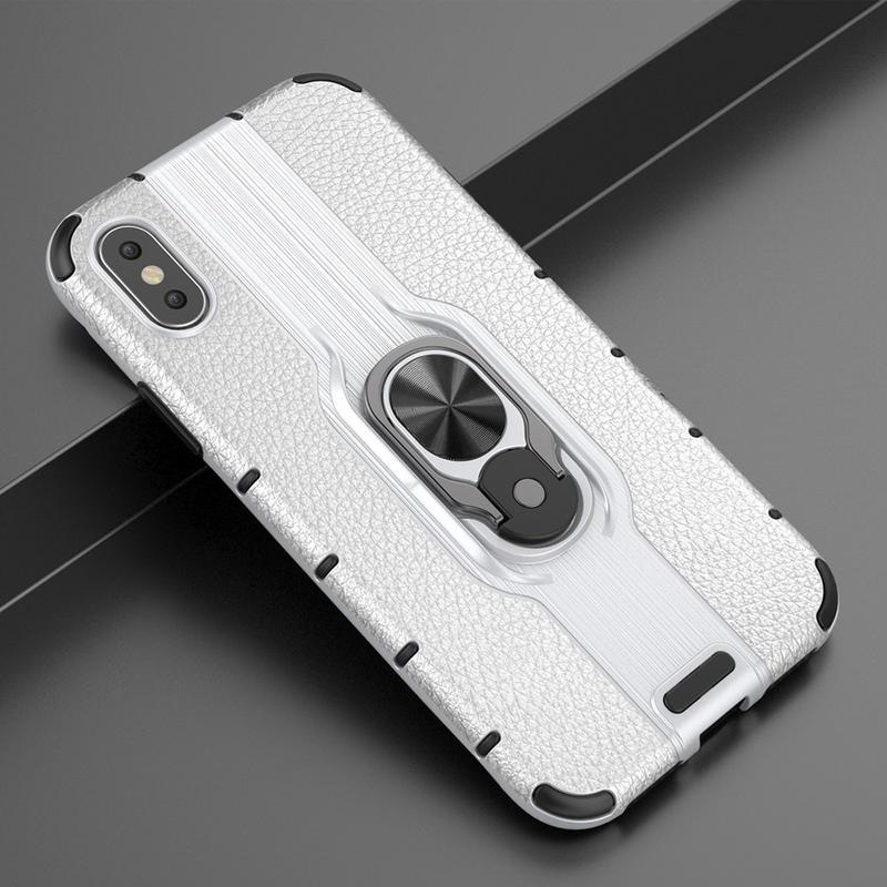 Gyűrűs hibrid borítás ujjgyűrűvel iPhone XS készülékhez - ezüst