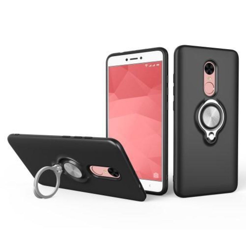 Gyűrű hibrid tartós tok Xiaomi Redmi Note 4X-hez - fekete