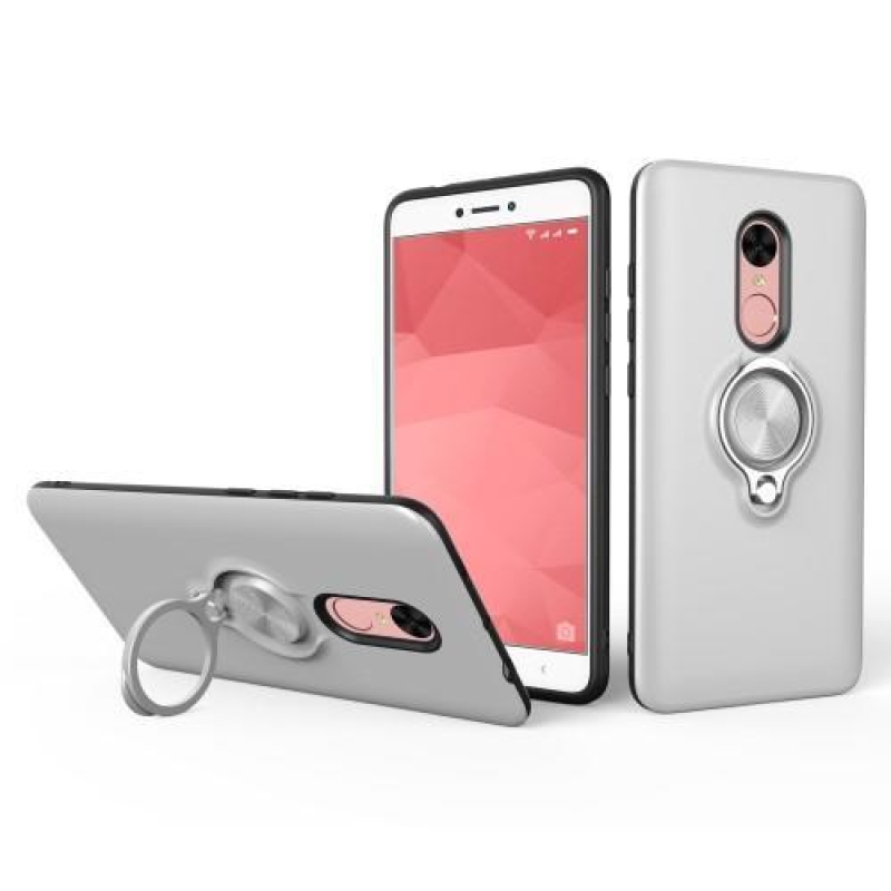 Gyűrűs hibrid tartós tok Xiaomi Redmi Note 4X készülékhez - ezüst színű