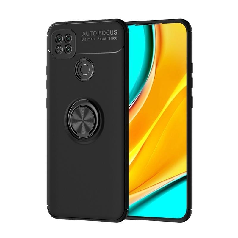 Gyűrűálló zselés tok ujjgyűrűvel Xiaomi Redmi 9C-hez - fekete
