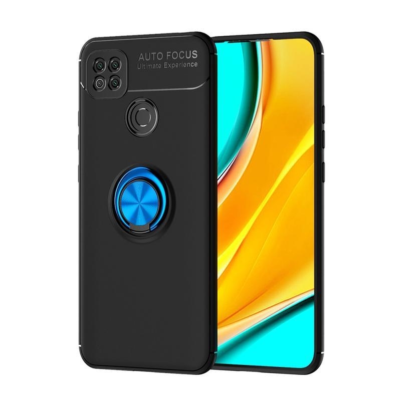 Gyűrűálló zselés tok ujjgyűrűvel Xiaomi Redmi 9C-hez - fekete/kék