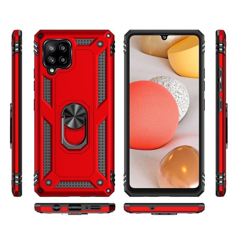 Gyűrűálló hibrid borítás Samsung Galaxy A42 5G készülékhez - piros