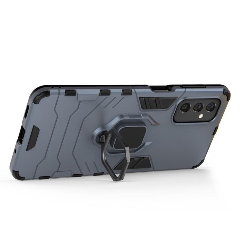 Gyűrűálló hibrid borítás ujjbeggyel Samsung Galaxy M52 5G-hez - kék