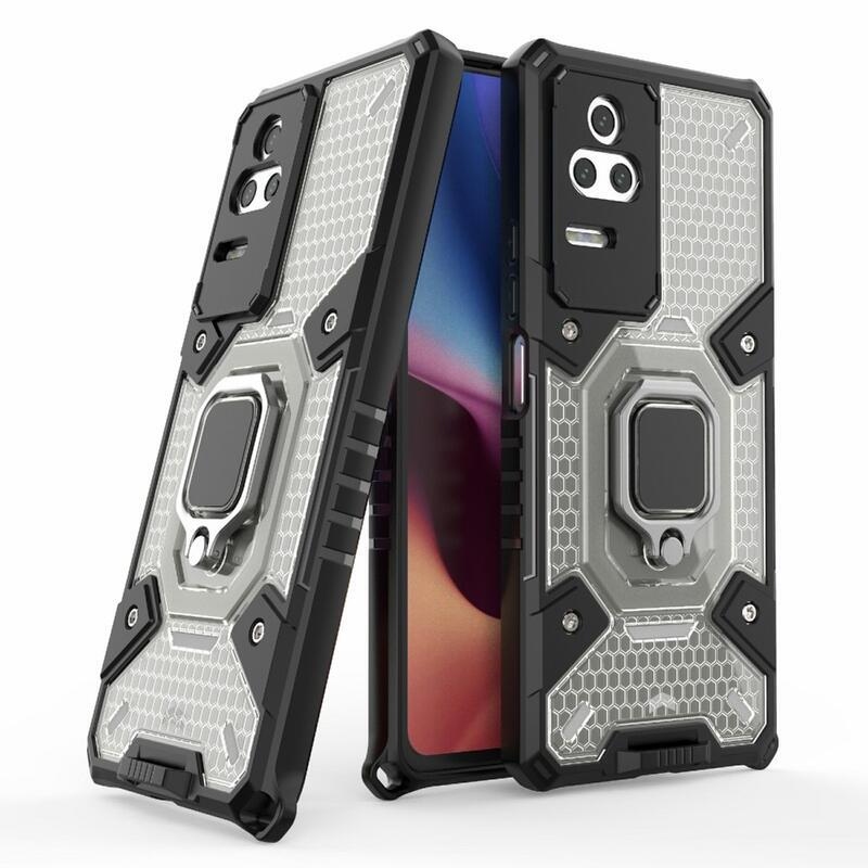 Gyűrűálló hibrid borítás ujjmarkolattal a Xiaomi Poco F4 5G készülékhez - szürke